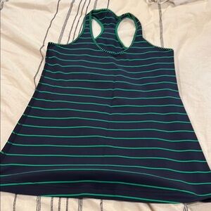 lululemon athletica Navy and Green Striped Tank Top